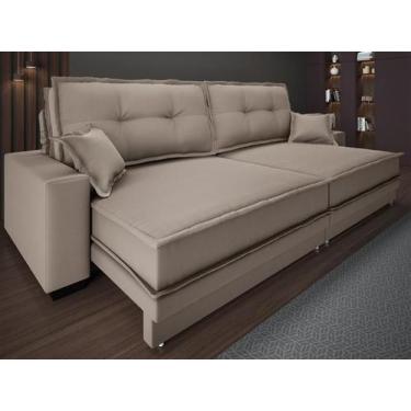 Imagem de Sofá Palermo 2,40m Retrátil e Reclinável Velosuede Capuccino - NETSOFA