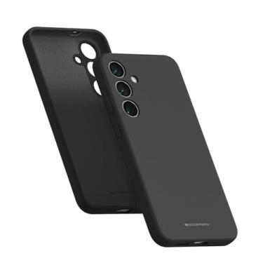 Imagem de GOOSPERY Capa de silicone líquido projetada para Galaxy S24 Plus com toque macio e sedoso, proteção total à prova de choque, com forro de microfibra macia - preta