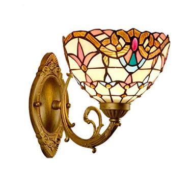 Imagem de Arandela de parede barroca estilo Tiffany vintage, feita à mão em vitral, com cúpula de 20 cm (8 polegadas), ideal para cabeceira, quarto, sala de estar e corredor.