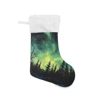 Imagem de CEBUGI Meias grandes de Natal Aurora Boreal 43 cm Decorações de Natal personalizadas para festa familiar escadas lareira, 1 pacote