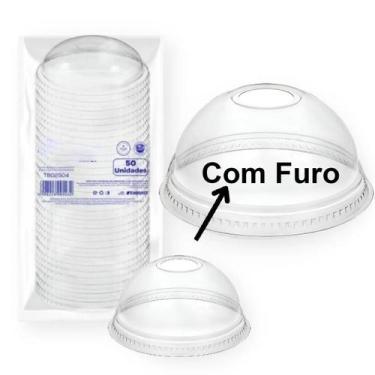 Imagem de 50 Tampa Bolha Para Copo 300Ml 330Ml Transparente 79Mm - Copaza