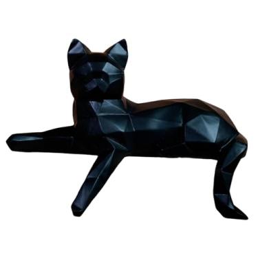 Imagem de Bothyi Estátua de gato para decoração de mesa, peça colecionável, delicada e geométrica, estatueta de gato para escritório, casa, quarto ou prateleira, Gato Observando