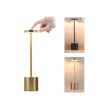 Imagem de Luminária LED Decorativa com USB, Recarregável, 3 Temperaturas de Cor, Toque Sensível, 10cm x 2,5cm, 250g, Portátil