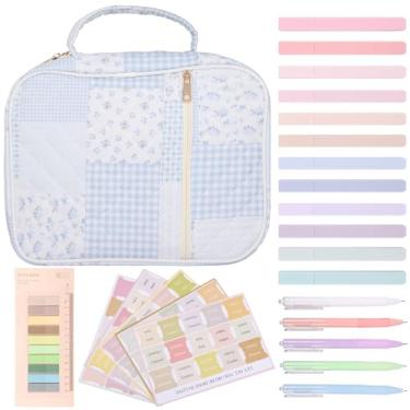 Imagem de KTZCTPCA Kit de bolsa de diário da igreja, capa bíblica de mão para mulheres, bolsa de livro bíblico com material de estudo para retiros, peregrinações, reuniões, presente cristão (padrão xadrez)