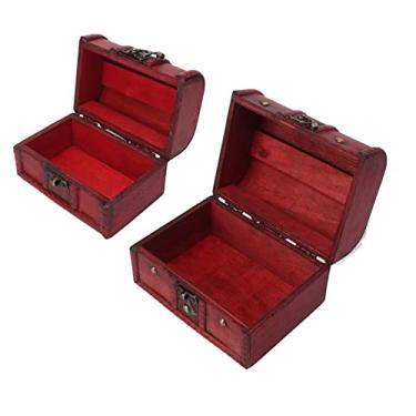 Imagem de Acouto 2 Peças Caixa de Joias Vintage de Madeira Tesouro baú retrô Europeu e Chinês Armazenamento Decorativo para Casa e Escritório
