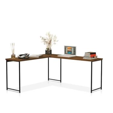 Imagem de Mesa Escrivaninha em L Estilo Industrial Estudo e Home Office Store(Preto com Off White)