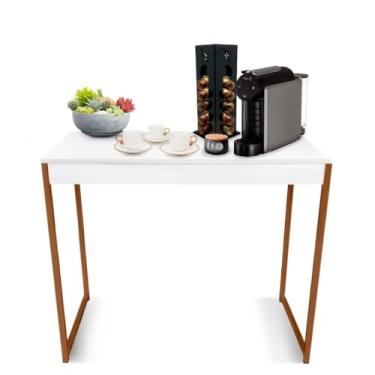 Imagem de Mesa Escrivaninha Escritório Estilo Industrial Computador 90 Cm Home Office(Branco e Rose)