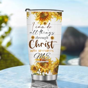 Imagem de Copos isolados de 590 ml Caneca Copo Elegante Aniversário Natal Girassóis Presentes para Mulheres Mãe Meninos Acessórios Essenciais de Viagem Deve Ter Alça Gelada Fria