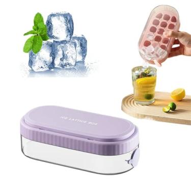 Imagem de Bandeja de Cubos Gelo Pressão Silicone para Fabricação com 18 Celulas e Tampa Enchimento Rápido Água DIY Ferramenta Cozi