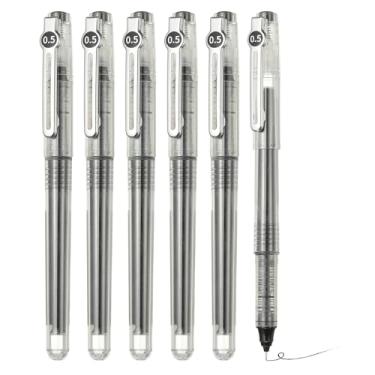 Imagem de PATIKIL Caneta esferográfica de tinta líquida preta, 6 peças de grande capacidade de secagem rápida de 0,5 mm, para escritório, arte, artesanato, scrapbooks, desenho, diário (ARPM2401A)