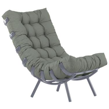 Imagem de Kit Almofada Poltrona Costela Alumínio Decorativo Sala Cinza