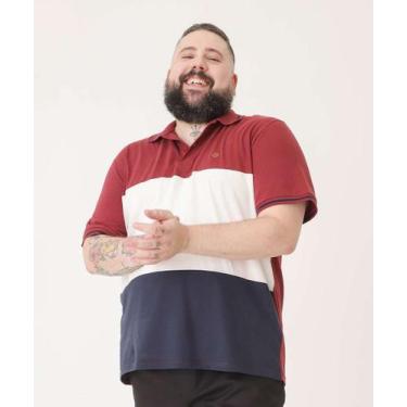 Imagem de Polo Masculina Plus Size Recortes MR-37129, G2, Vinho, Azul