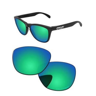 Imagem de PapaViva Lentes de reposição para Oakley Frogskin Range OO9284 55 mm/faixa de pele de sapo ajuste asiático OO9284A Óculos de sol verde esmeralda polarizado