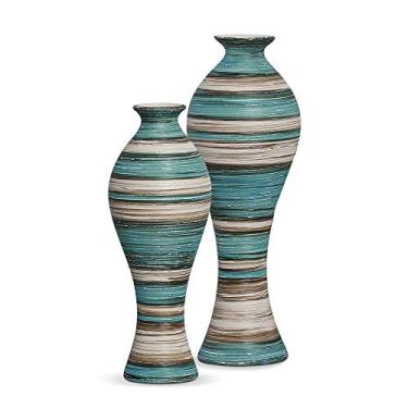 Imagem de Dupla Vaso Califórnia G e M Cerâmica Azul e Palha Marrakesh