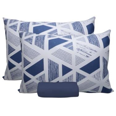 Imagem de Jogo de Lençol Portallar Doce Vida Fronha 100% Algodão Queen Pipa/Azul Profundo