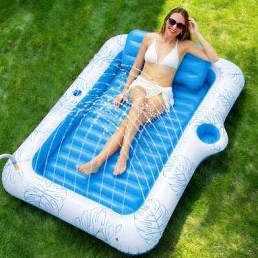 Imagem de Zeraty Espreguiçadeira inflável para adultos, jovens, crianças, cama com contorno refrescante, boias de água para festas na praia ao ar livre no lago