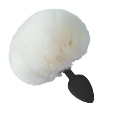 Imagem de Plug Anal De Silicone Pequeno Com Rabo De Coelho 2,75 x 6,3 cm Brinquedo Erótico Acessório De Fetiche PL171P (BRANCO)