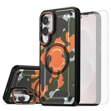 Imagem de Asuwish Capa de celular magnética para Samsung Galaxy S25 Edge com protetor de tela de vidro temperado e suporte rígido de proteção de carregamento sem fio pintado S25Edge 25S S 25 25Edge feminino