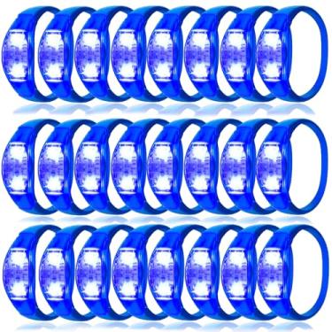 Imagem de Dhseinat 50 peças com controle de som ativado por voz LED piscando pulseira colorida LED piscando brinquedos para shows, esportes, eventos noturnos, prêmios de jogos, lembrancinhas de festa (azul)