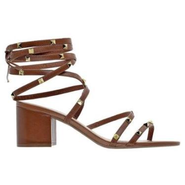Imagem de Sandália Salto Bloco Feminina Arezzo A10055 Camel-Feminino