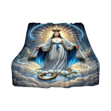 Imagem de Cobertor De Flanela Quente E Confortável Com Imagem Da Virgem Maria Pa