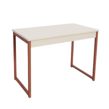 Imagem de Mesa Escrivaninha Industrial para Computador e Notebook 90x45cm – Mesa para Escritório e Home Office com Estrutura em Aço(Bronze/Branco)