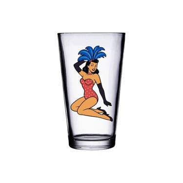 Imagem de Hat Shark Copo de cerveja sexy Pin-Up Girl Lady, vidro transparente, 473 ml, 100% seguro para lava-louças, tema retrô vintage (Sexy Vegas Showgirl Lady Pin-Up)