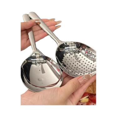 Imagem de Colher De Sopa Em Aço Inoxidável Com Orifício De Drenagem E Cabo Isola