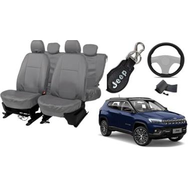 Imagem de Capa De Couro Cinza Para O Banco Jeep compass 2010 a 2018, Proteção Impermeável, Resistente, Elegante e Fácil de Instalar, Ideal para Proteger o Estofado do Seu Carro Contra Sujeira, Desgaste e Danos