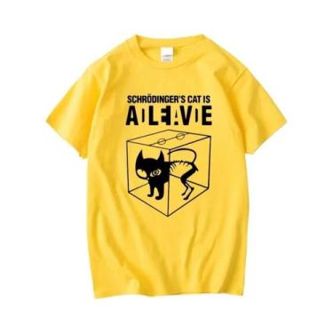 Imagem de Camiseta Masculina De Algodão Com Estampa De Gato De Schrödinger, Mang