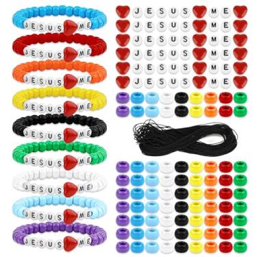 Imagem de ROLYTA Conjunto de 36 peças de pulseira de contas, contas coloridas de arco-íris com letras e amuletos de amor para artesanato de joias DIY, suprimentos de artesanato para adultos