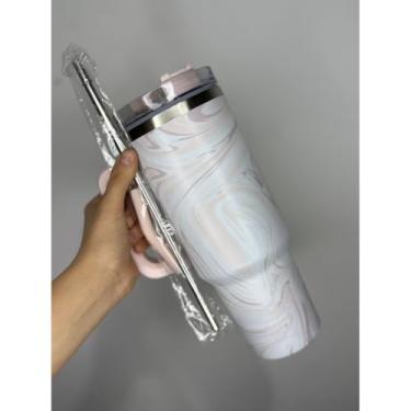 Imagem de COPO TÉRMICO CANECA 1.200ML INOXIDÁVEL COM ALÇA E CANUDO VARIADO SEM LOGO caneca termica ，copo termico，copo térmico(bege)