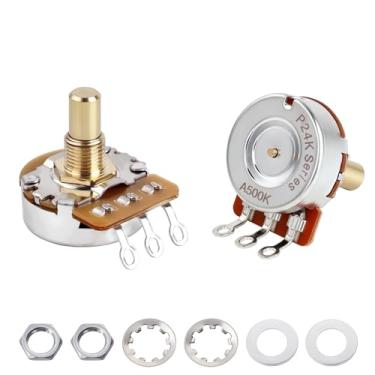 Imagem de Banworks Potenciômetro de latão A500K M8 com rosca métrica de tamanho completo, eixo curto (comprimento de 15 mm) para guitarras elétricas Epiphone Les Paul LP/SG Squier Strat/Tele 2 peças JT/XNQ-19