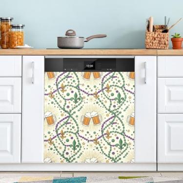 Imagem de Wassud Mardi Gras Cervejas Capa Magnética para Lava-Louças Capa Magnética Decorativa para Máquina de Lavar Louça Capas de Geladeira Pele Magnética 58 cm L x 66 cm A Decoração de Casa