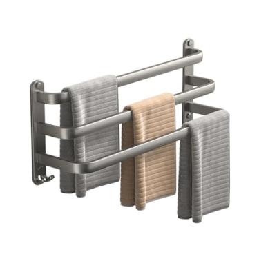 Imagem de Toalheiro de banheiro montado na parede toalha de banheiro barra suspensa banheiro banheiro espaço alumínio (D 60 cm)