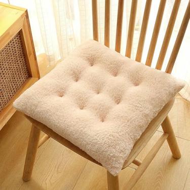 Imagem de Almofada de assento para cadeira em cashmere macio e aconchegante, com amarras, ultra antiderrapante, almofadas de assento grossas e macias para casa e escritório.