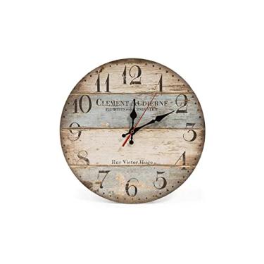 Imagem de pcagfaajmh Relógio de parede de decoração pastoral simples, adequado para sala de estar, escritório, relógio de parede decorativo de 30 cm