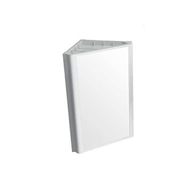Imagem de Armário de armazenamento de canto com espelho de parede para banheiro (cor: azul, tamanho: 45 * 60 * 32 cm) (branco 45 * 60 * 32 cm)
