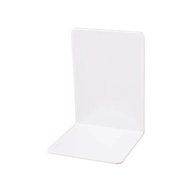 Imagem de Suportes de livros modernos em forma de L para estantes de livros para prateleiras de biblioteca (branco)