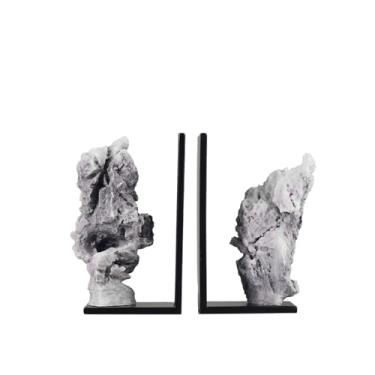 Imagem de Terminais de livros modernos para prateleiras, suportes de livros de mármore decorativos resistentes, suportes de livros de pedra estilo chinês para biblioteca de escritório em casa, prateleiras