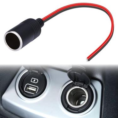 Imagem de Soquete de isqueiro fêmea de 18 AWG, com cabo de extremidade aberta de fio desencapado, tomada de 12/24 V, carregador de carro, carregador de carro, cabo de alimentação de carregador automático