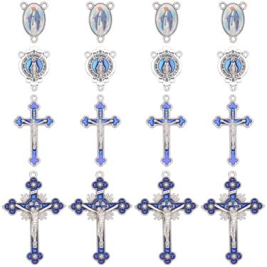 Imagem de SUNNYCLUE 1 caixa, 20 peças, berloques de cruz de rosário, crucifixo, amuleto em massa, esmaltado, cruzes, ovais, lustres ovais, achados de elos, pingentes de Páscoa para fazer joias, colar, pulseira