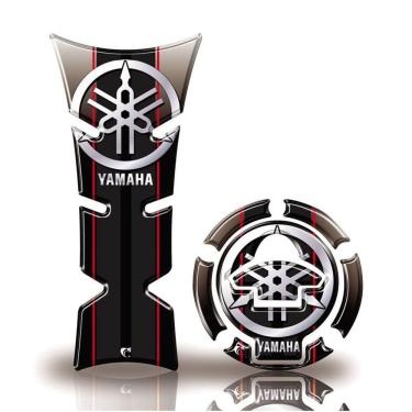 Imagem de Kit Protetor De Tanque E Bocal Moto Yamaha Diapasão Prata Preto