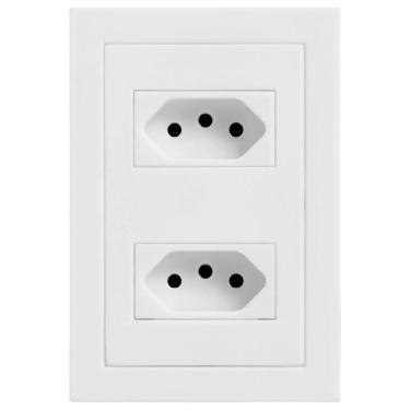 Imagem de 2 Tomadas Universais 2p+t 10 Amperes Placas 4x2 Cinza Fosco - Ekc-30000-27 - Dicompel