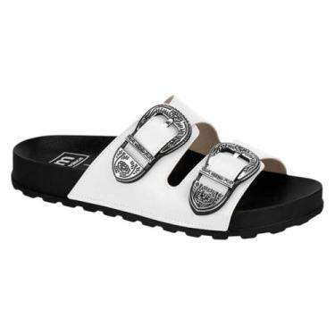Imagem de Moleca Rasteira Fivela Feminina, Branco, 36