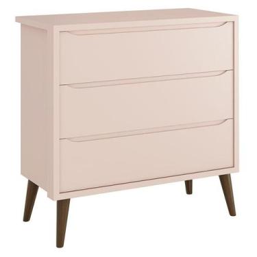 Imagem de Cômoda Gaveteiro Infantil Theo Rosa com Pés Amadeirados - Reller