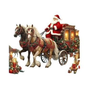 Imagem de Pintura Em Diamante Do Papai Noel, Mosaico De Carroça, Castelo, Lua, P