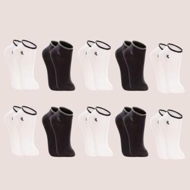 Imagem de Kit 10 Pares Meia Kids Lupo Cano Curto Unisex Original, Preto, Branco,