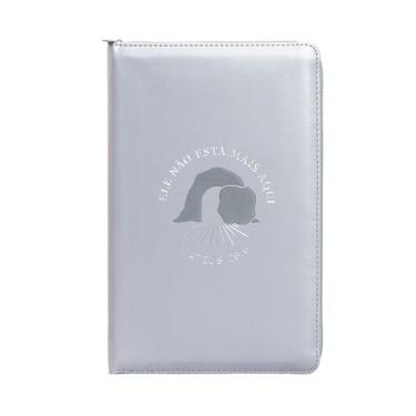 Imagem de Livro - Bíblia NVI com zíper: Ele não está mais aqui, Capa luxo cinza 