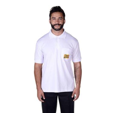 Imagem de Camisa Masculina Uniforme de Piquet Gola Polo Manga Curta - Branca